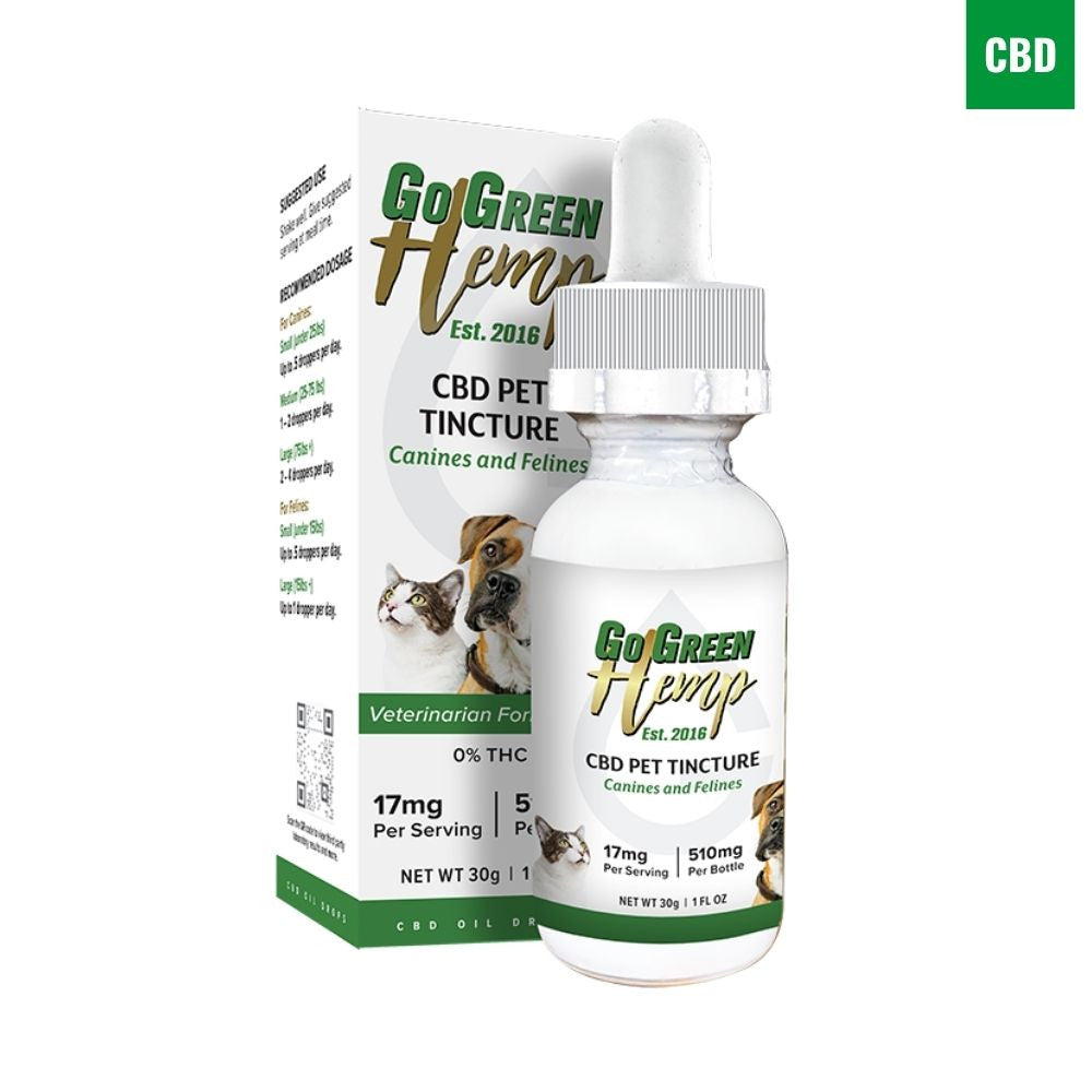 CBD Oil for Dogs and Cats 510mg bottle by GoGreen Hemp broad spectrum pet tincture