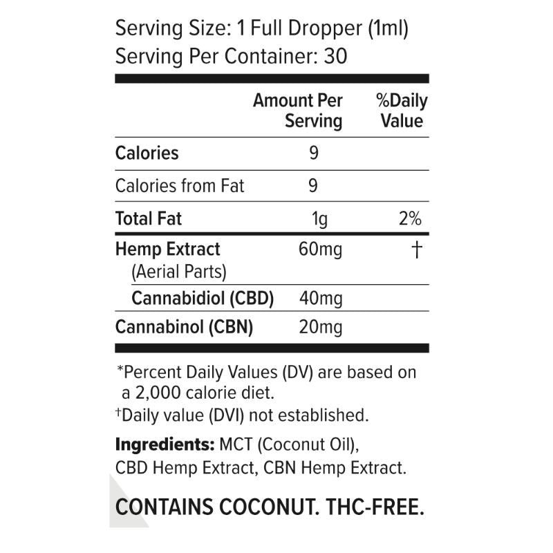CBN Tincture for Sleep dropper with organic MCT oil base