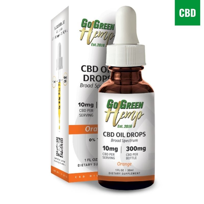 Orange CBD Oil Tincture 300mg bottle by GoGreen Hemp citrus flavor THC-free