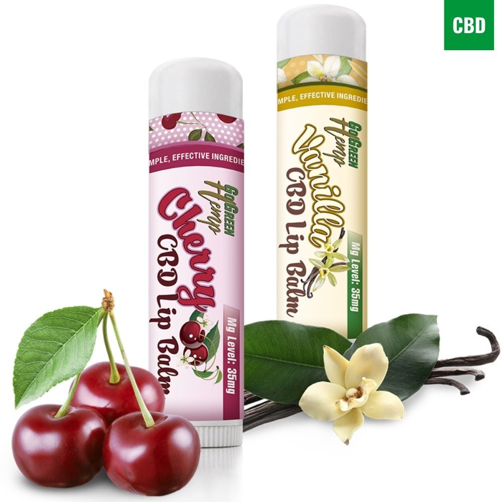 CBD Lip Balm 35mg Cherry and Vanilla flavors by GoGreen Hemp
