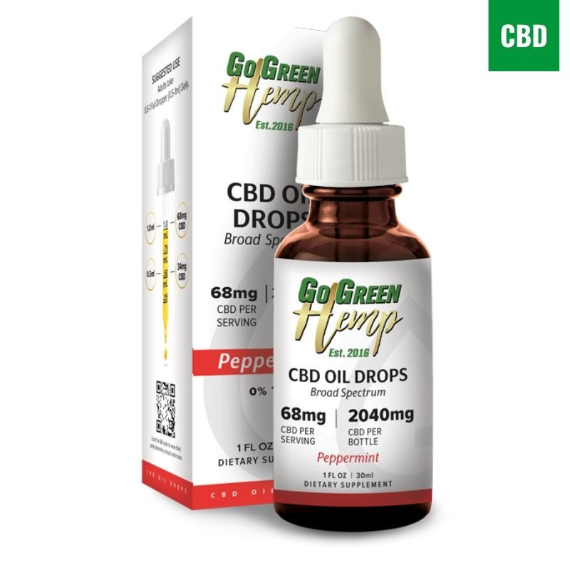 Peppermint CBD Oil Tincture 2040mg maximum strength broad spectrum CBD