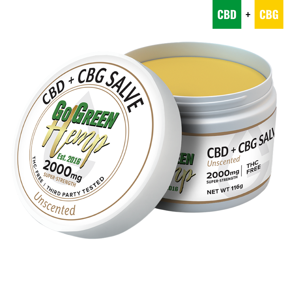 CBG CBD Balm Salve 2000mg jar by GoGreen Hemp unscented THC-free