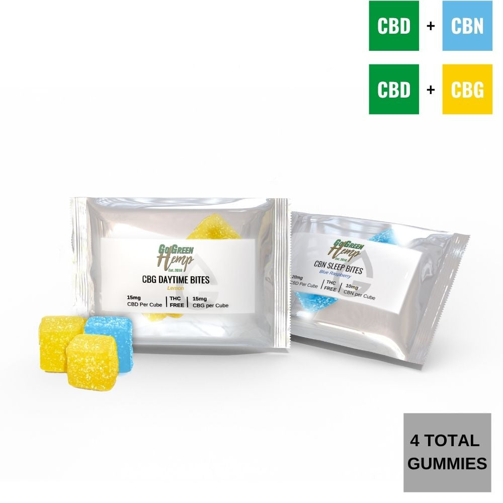 CBD Gummy Sampler Pack by GoGreen Hemp with CBN sleep and CBG daytime gummies